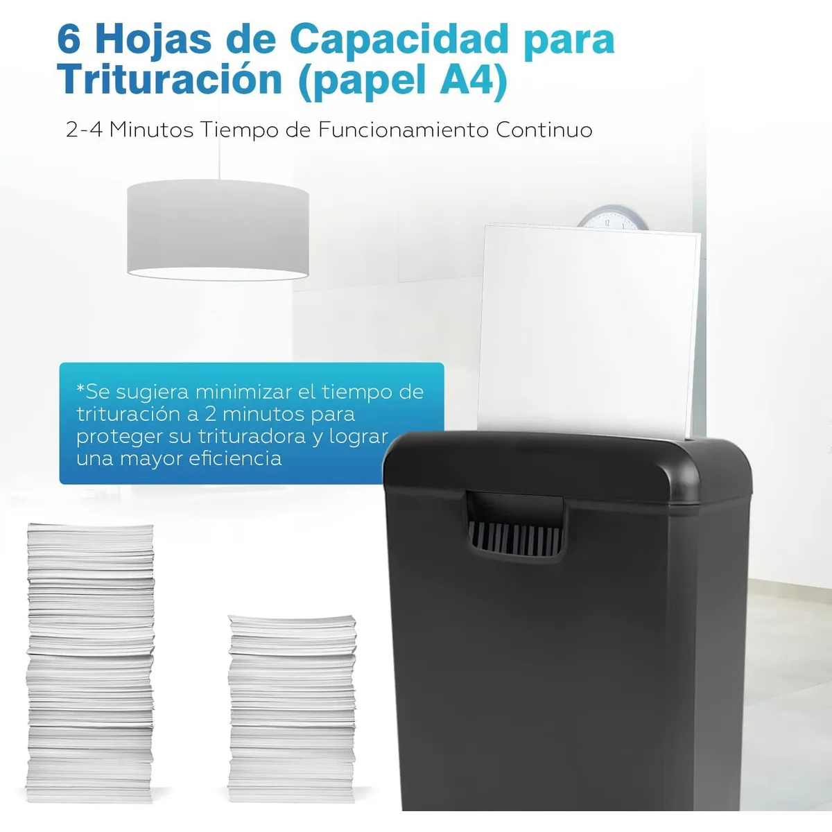 Trituradora De Papel Y Tarjetas De Crédito Capacidad Para 6 Hojas