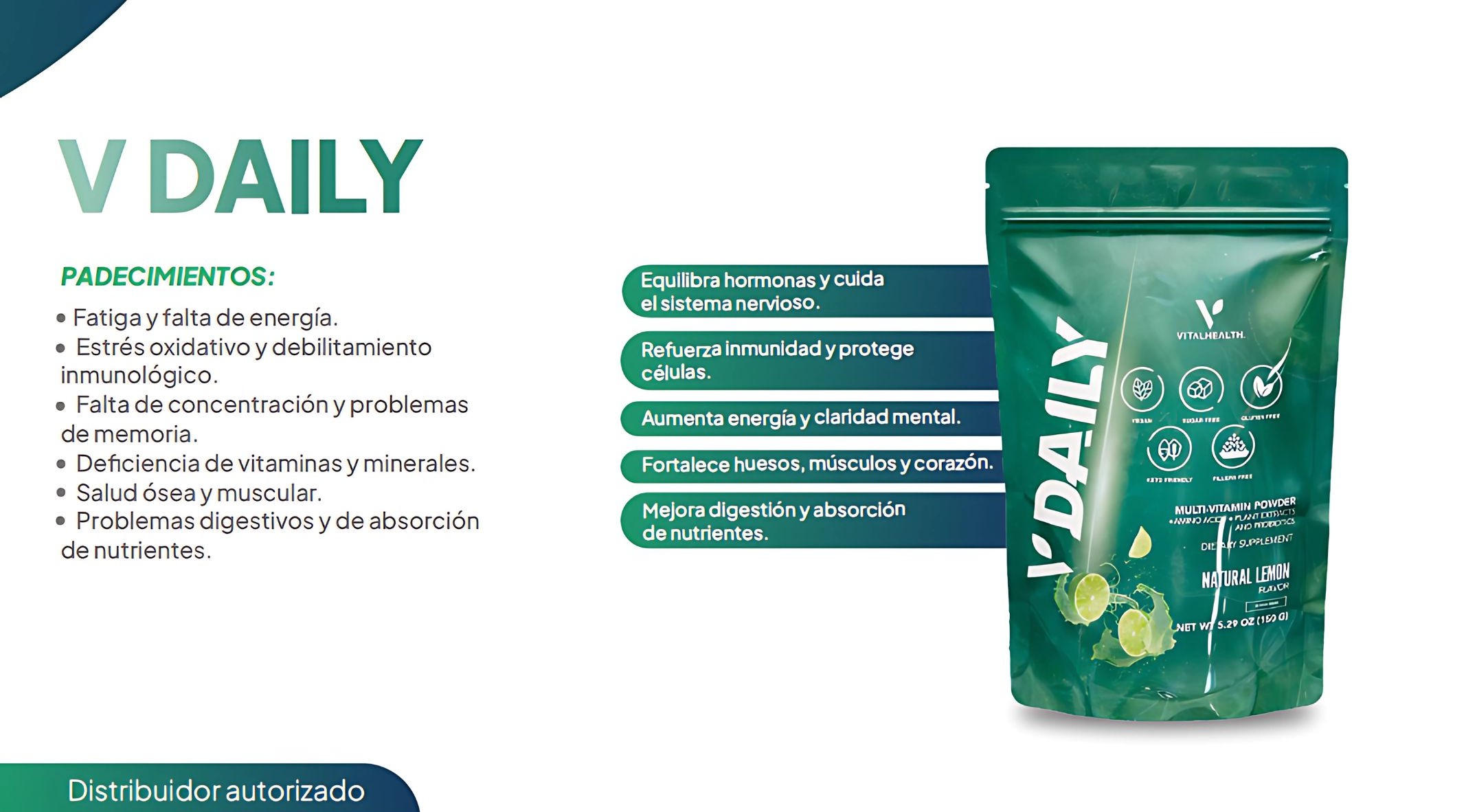 V-DAILY VitalHealth – Multivitamínico Natural con Vitaminas A, B, C, D, E y K – 60 Cápsulas