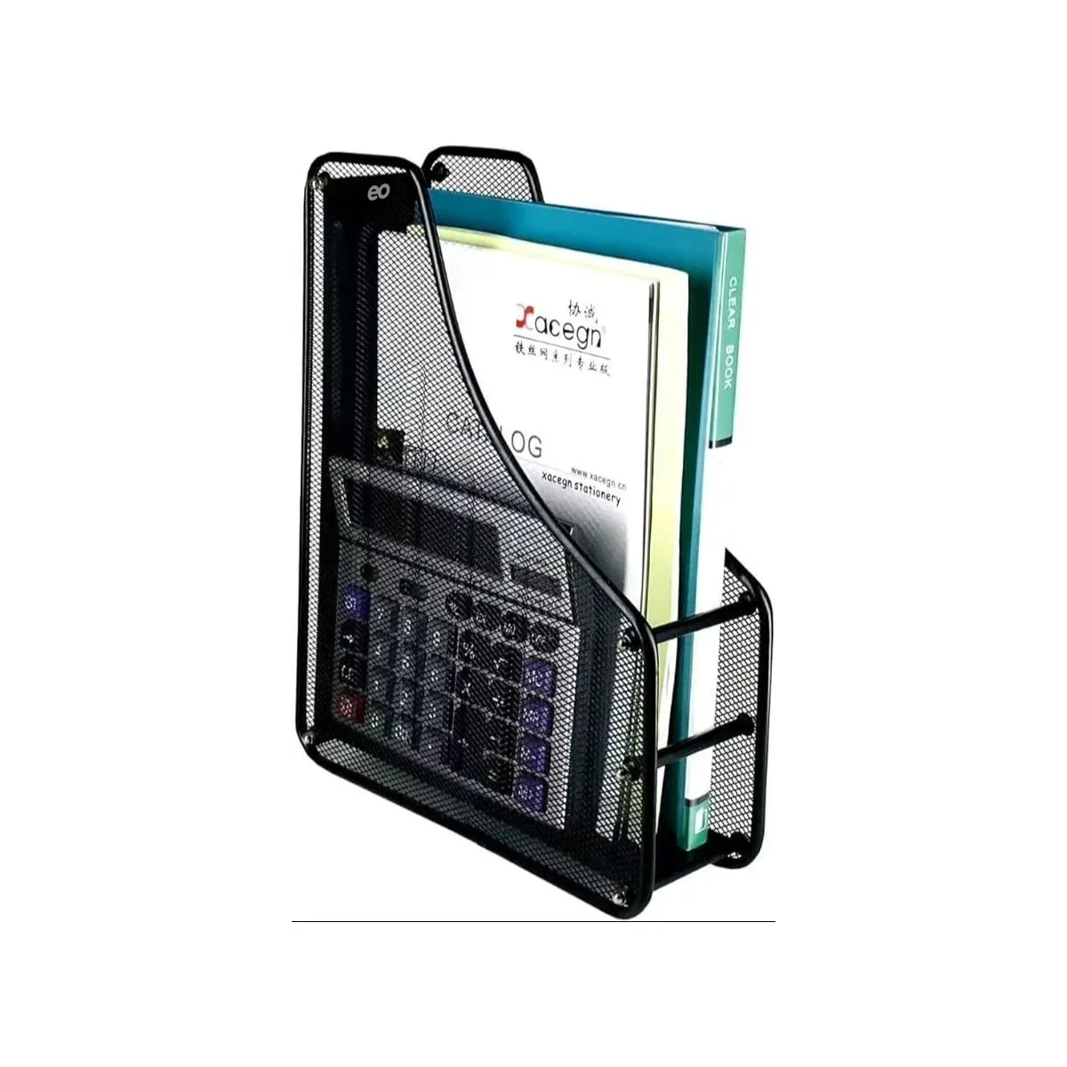 Revistero Organizador De Escritorio Oficina Malla Metalica Color Negro