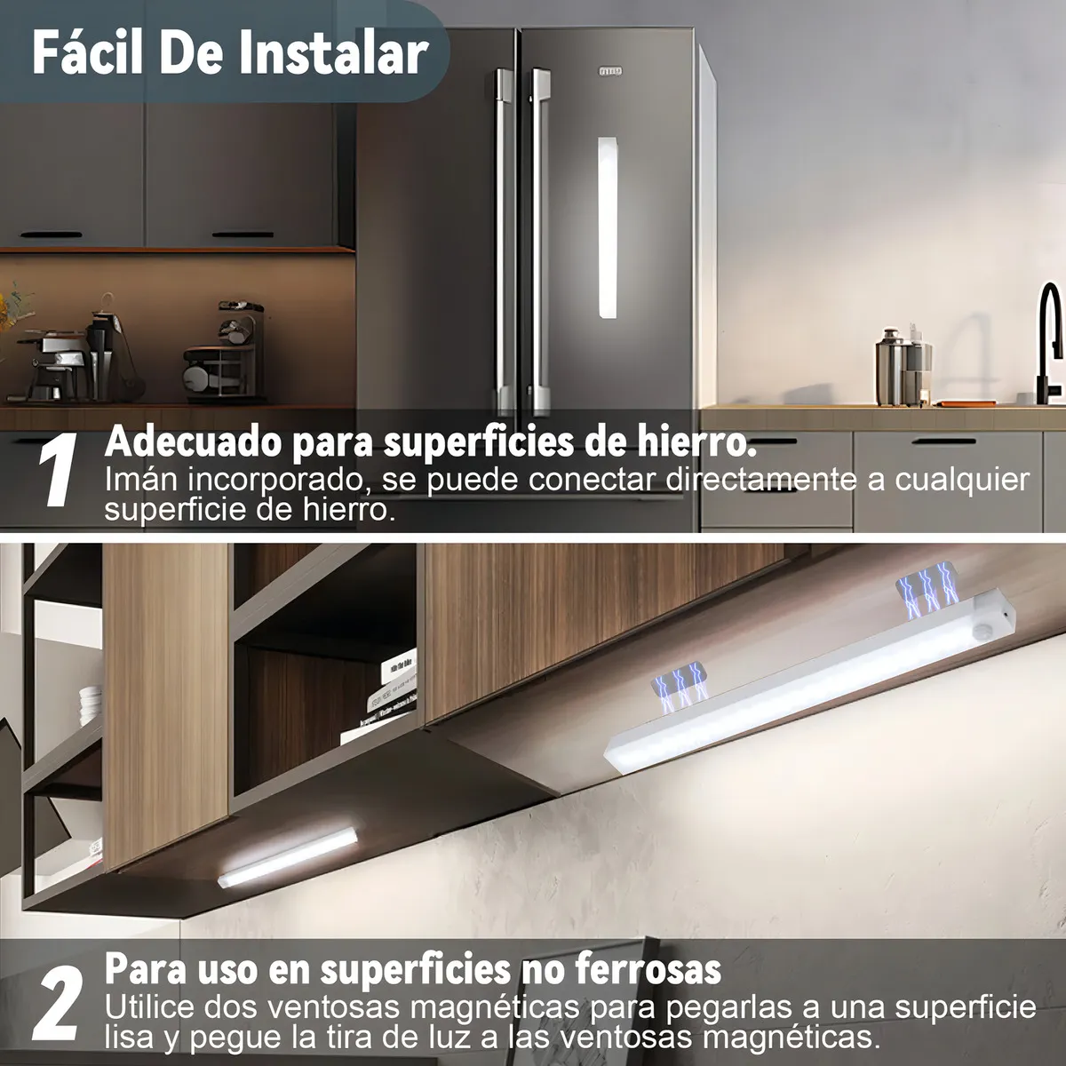 Lámpara con sensor movimiento 6 5V blanco Recargable Noche Led 6pzs