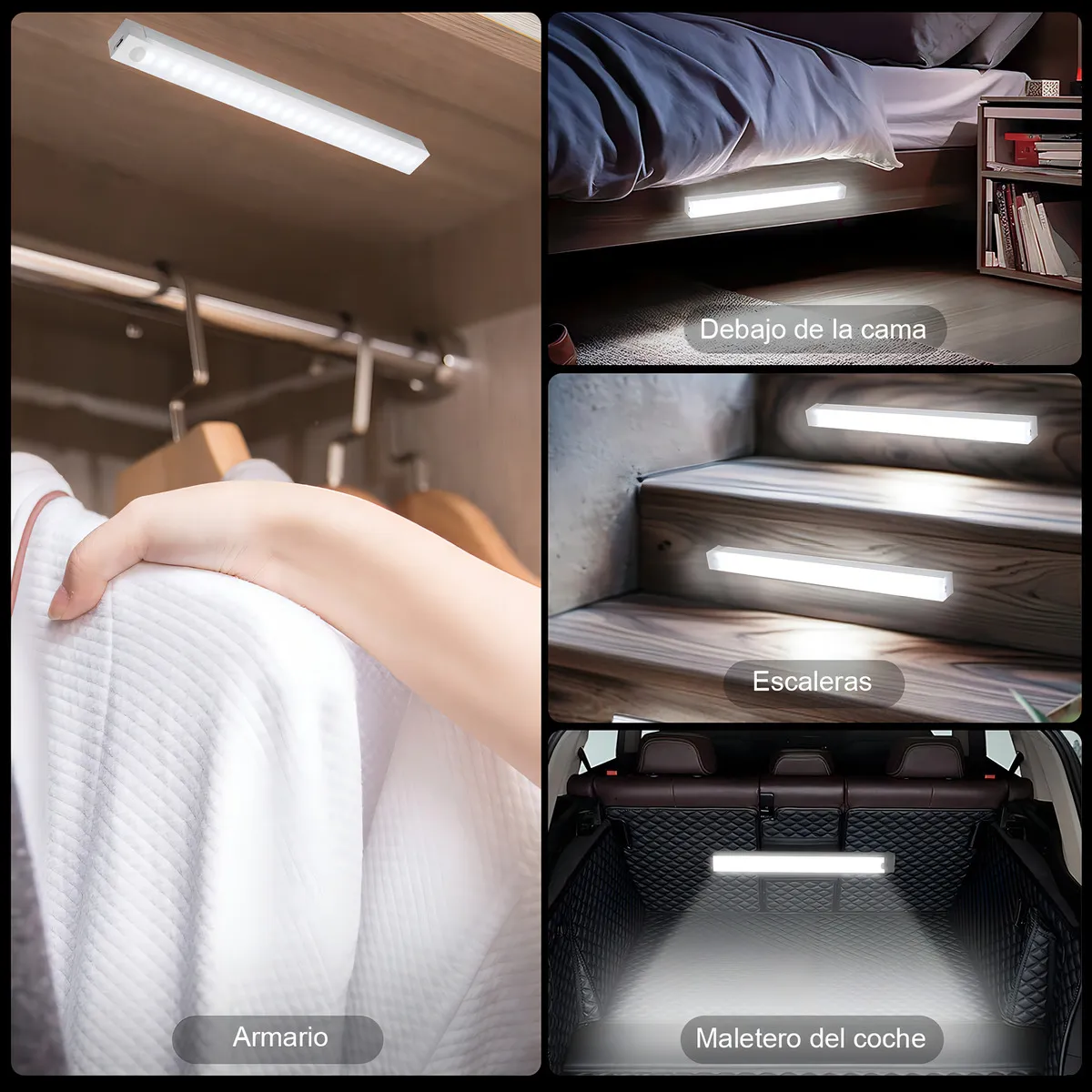 Lámpara con sensor movimiento 6 5V blanco Recargable Noche Led 6pzs