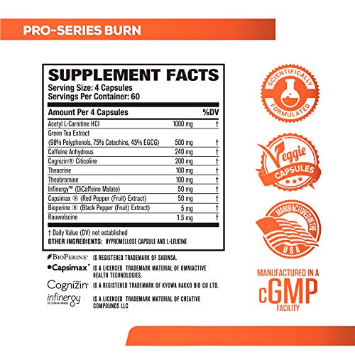 BURN Pro-Series Thermogenic Fat Burner 240 cap - Quemador de Grasa Termogénico