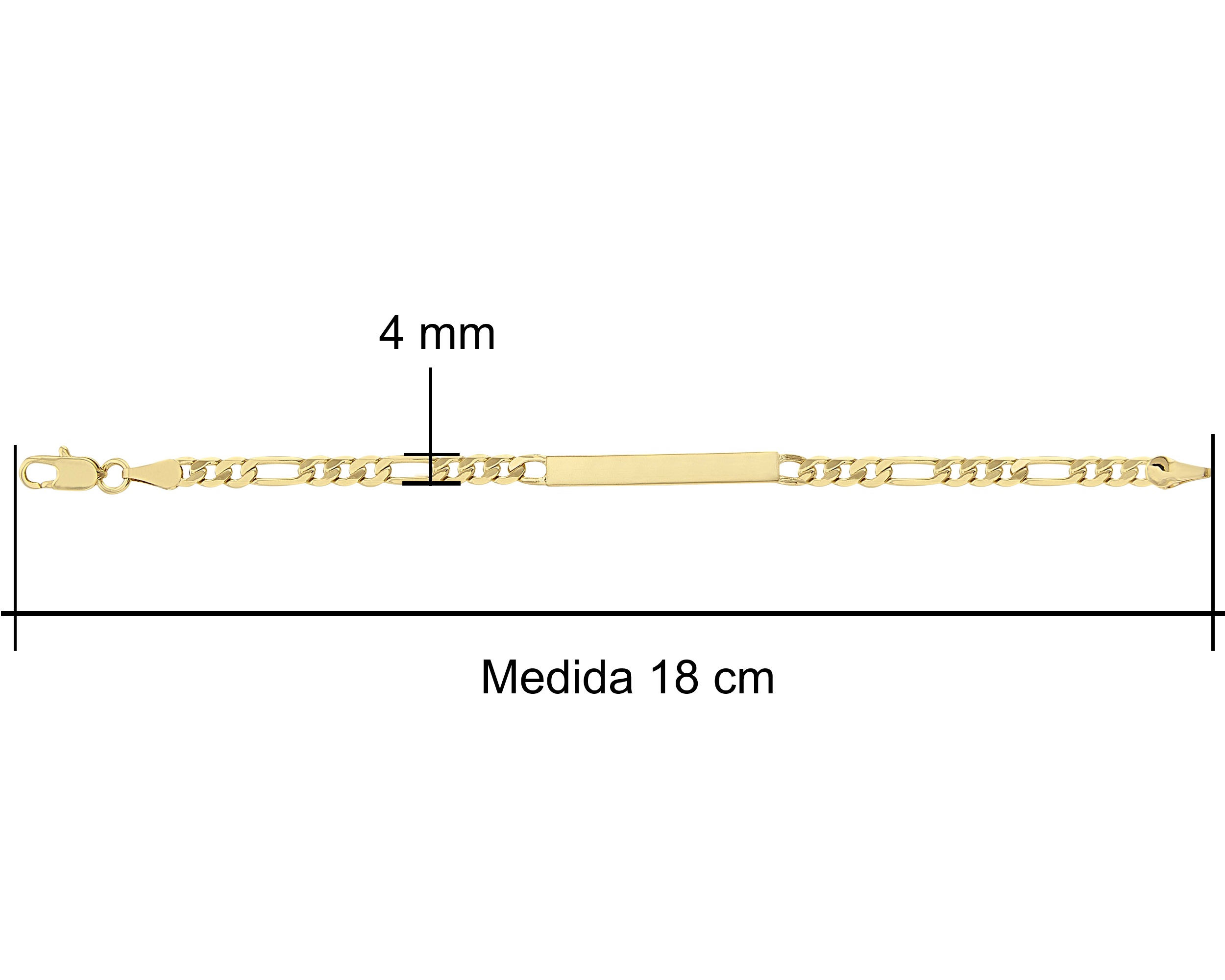 Pulsera Esclava Chapa de Oro 18K Horoz Placa Pulida Tejido 3x1 18cm SH107