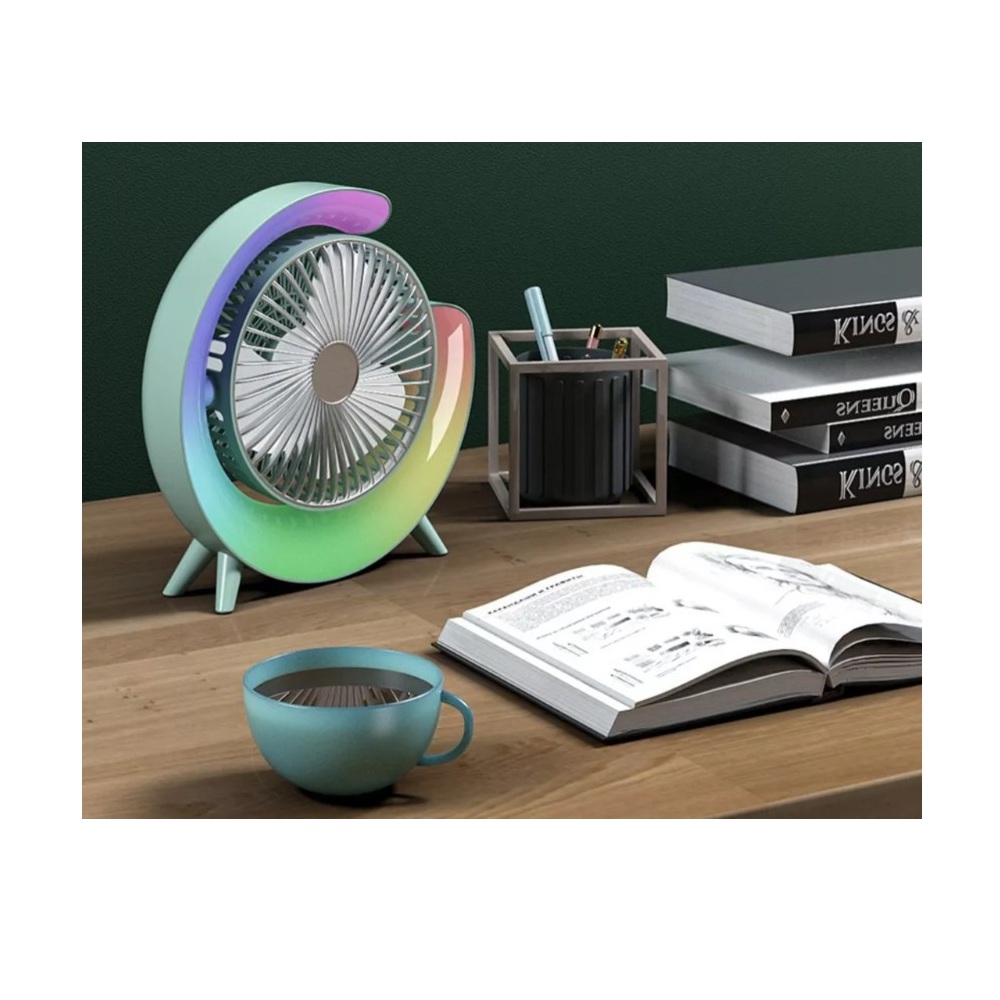Pack 2 Ventiladores Redondos con Luz LED Color Verde