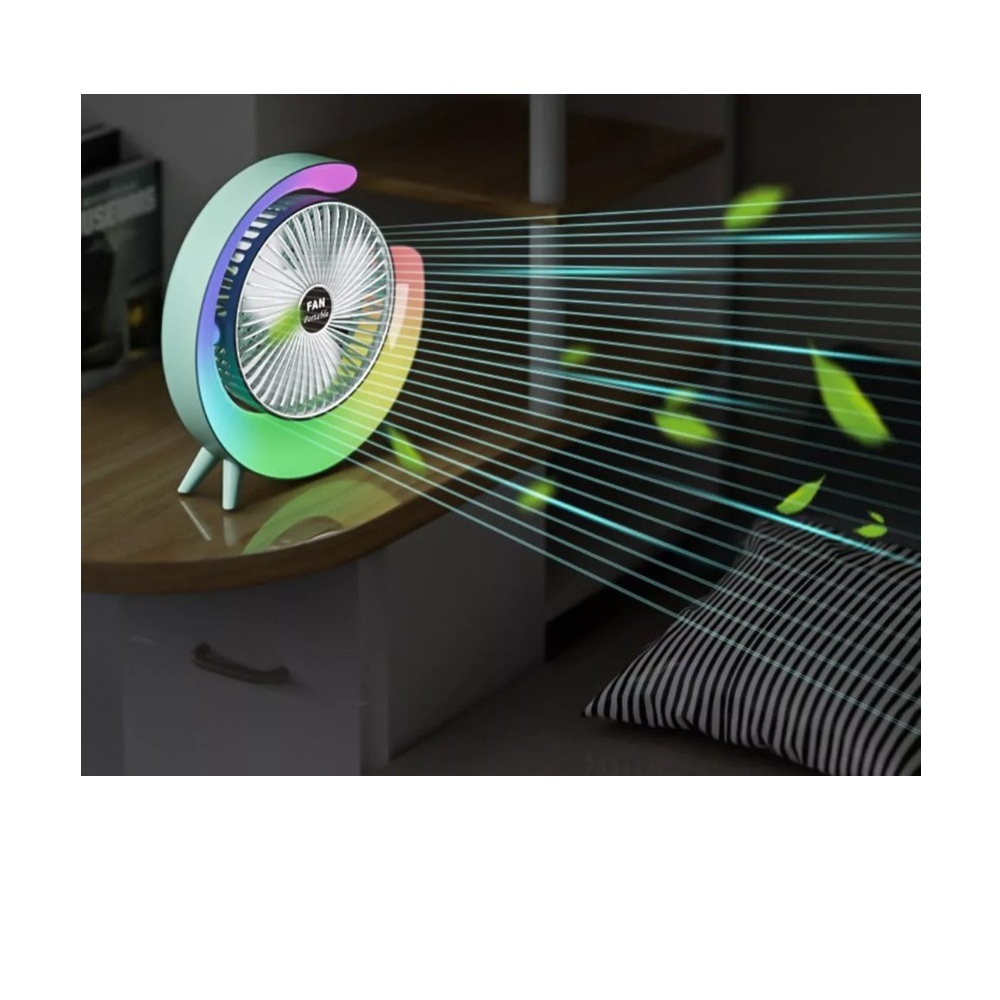 Pack 2 Ventiladores Redondos con Luz LED Color Verde