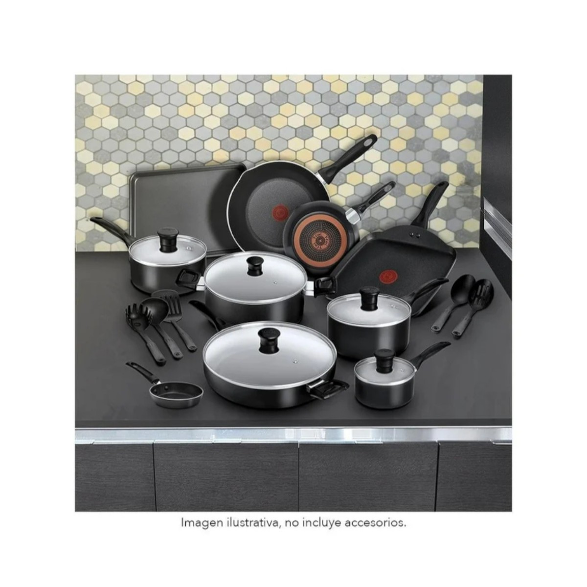 Batería de cocina T-Fal Supercook Titanium 24 piezas Negro B938SK84