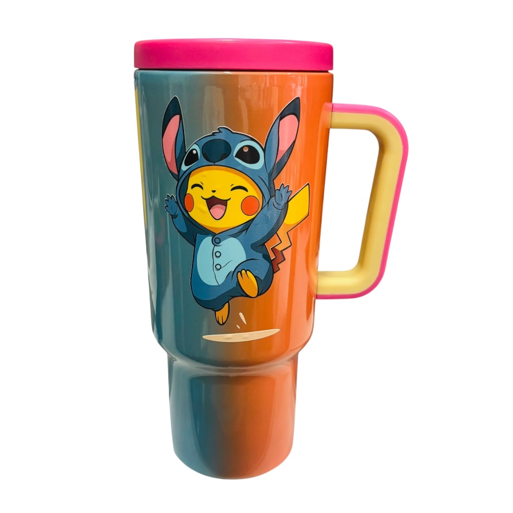 Termo de acero inoxidable multicolor de Pikachu 40 Oz