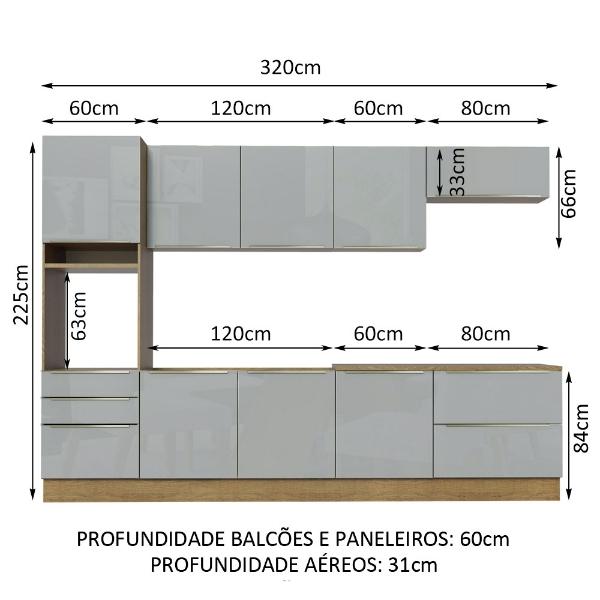 Cocina Integral Completa Modular Madesa Lux 320cm MG 04