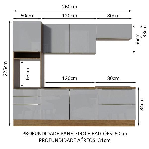 Cocina Integral Completa Modular Madesa Lux 260cm MG 01
