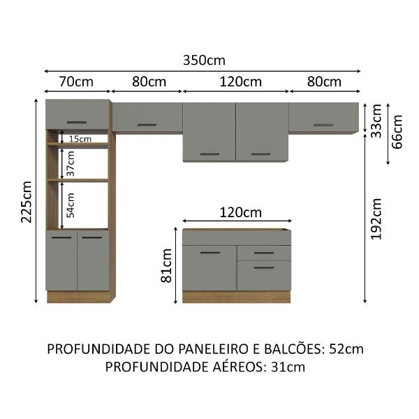 Cocina Integral Completa Modular Madesa Agata 350cm MG 01