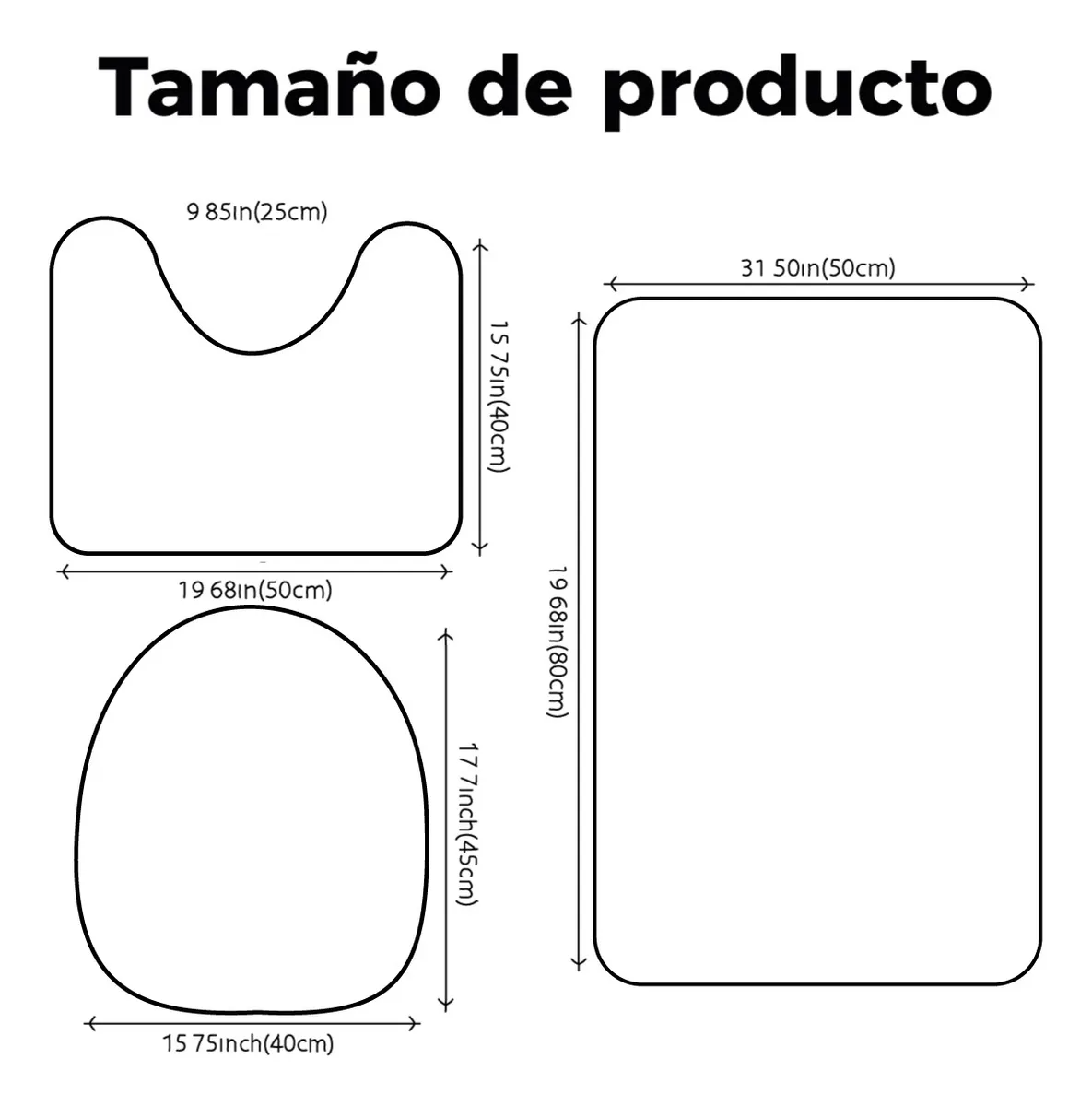 Alfombra De Baño Juego Para Baño Estandar 3 Piezas