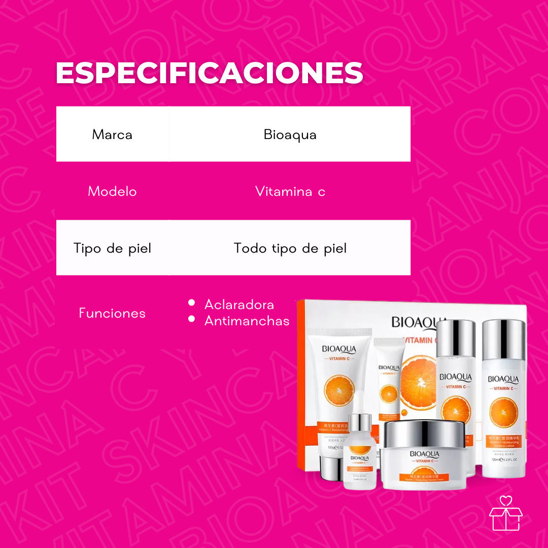 Kit Skincare Bioaqua Con Vitamina C Y Extracto De Naranja