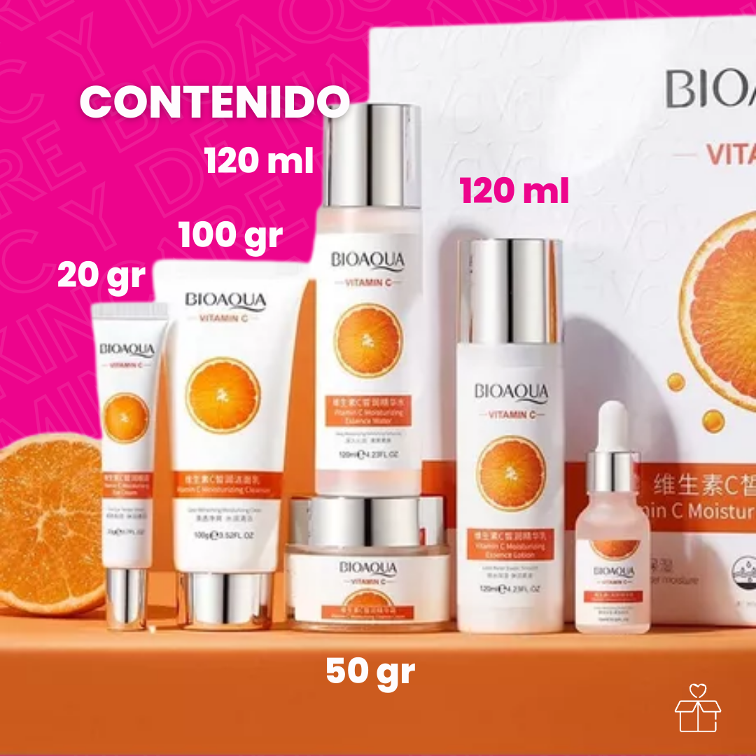 Kit Skincare Bioaqua Con Vitamina C Y Extracto De Naranja