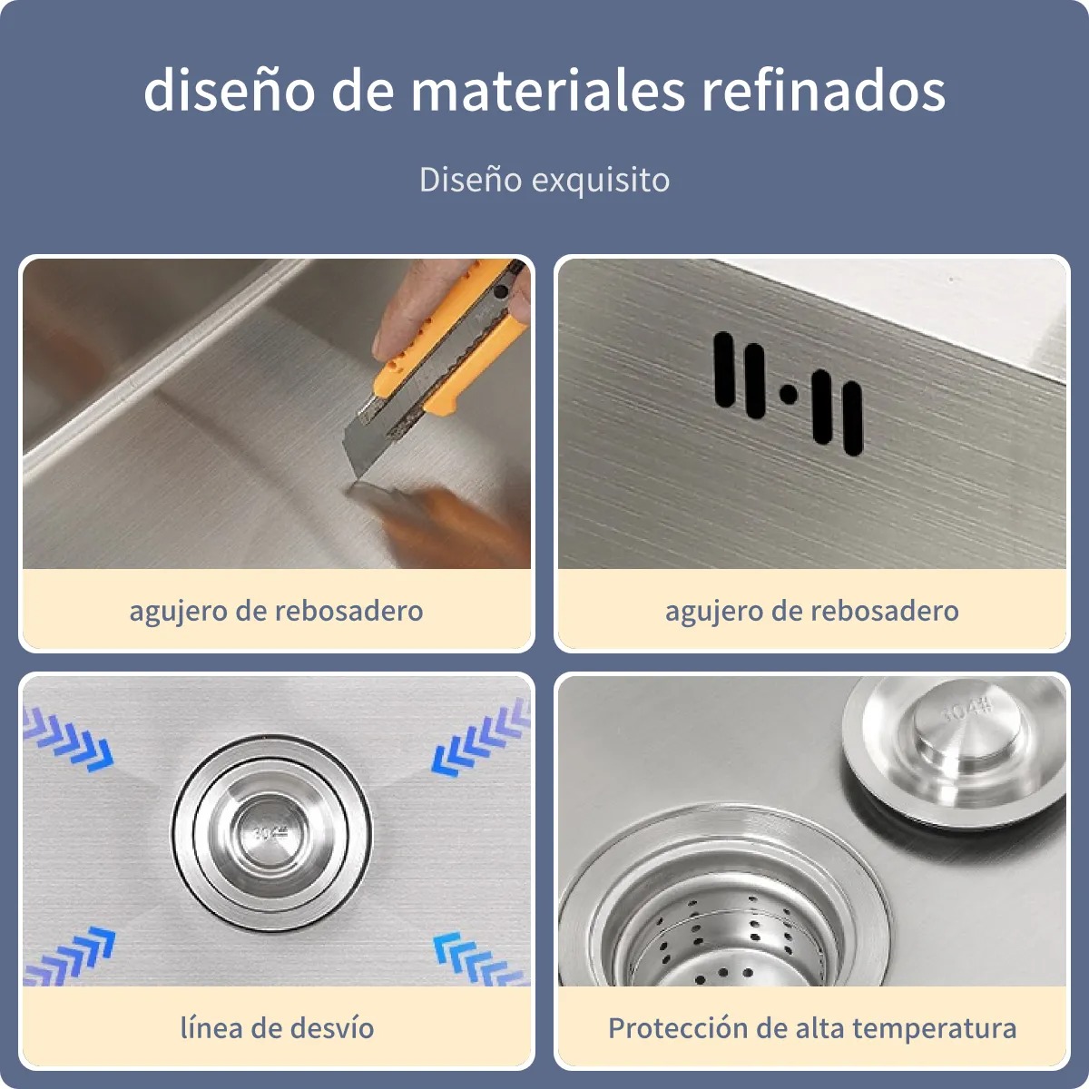 Fregadero De Cocina 304 Acero Inoxidable 6045 Grifo Incluido