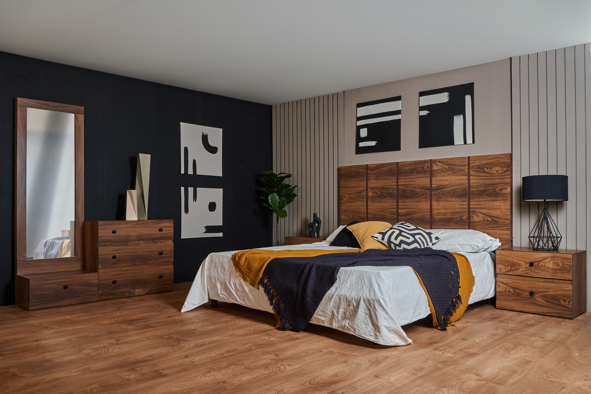 Cómoda Cajonera de 3 Cajones Color Nogal - Madera MDF