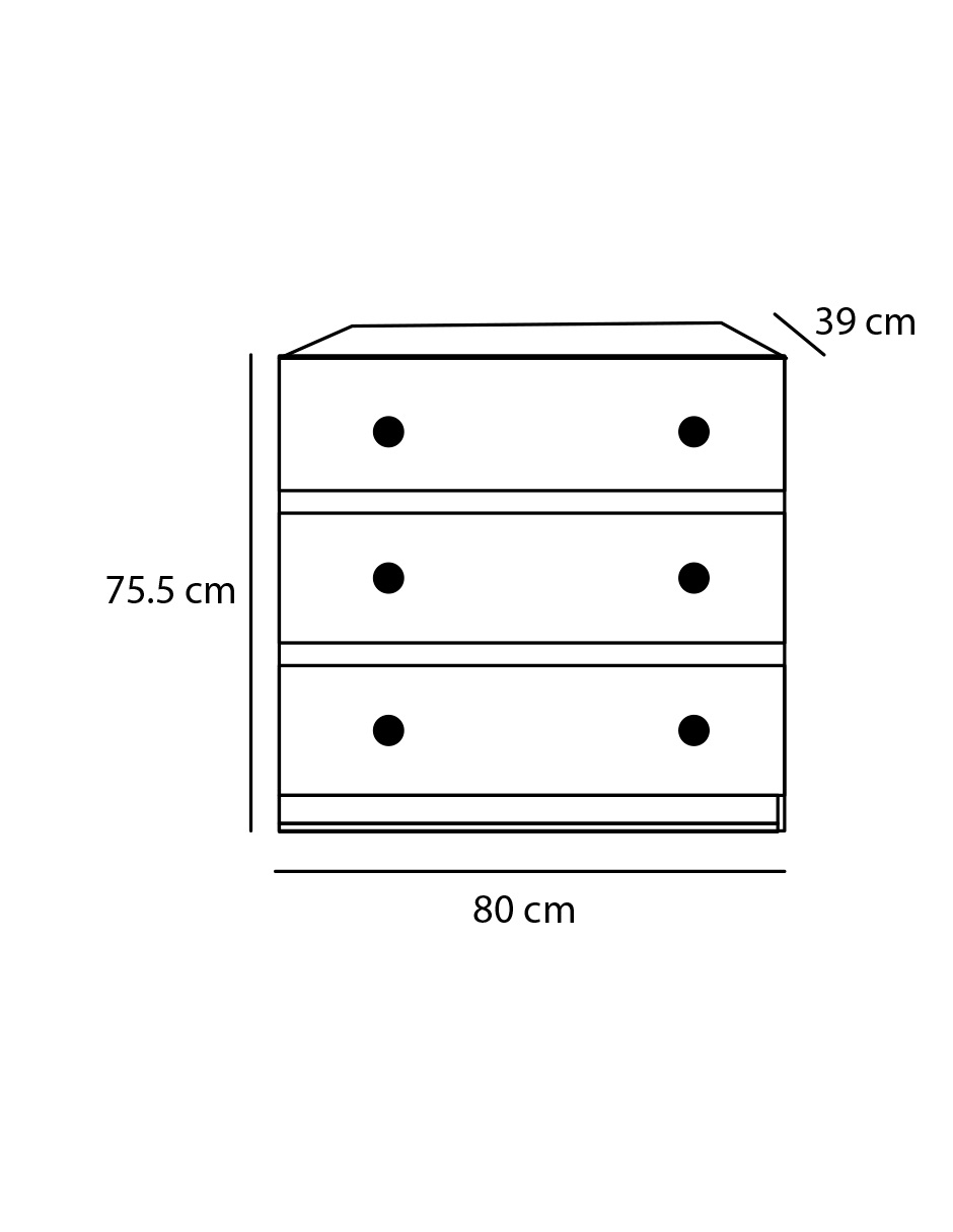 Cómoda Cajonera de 3 Cajones Color Nogal - Madera MDF