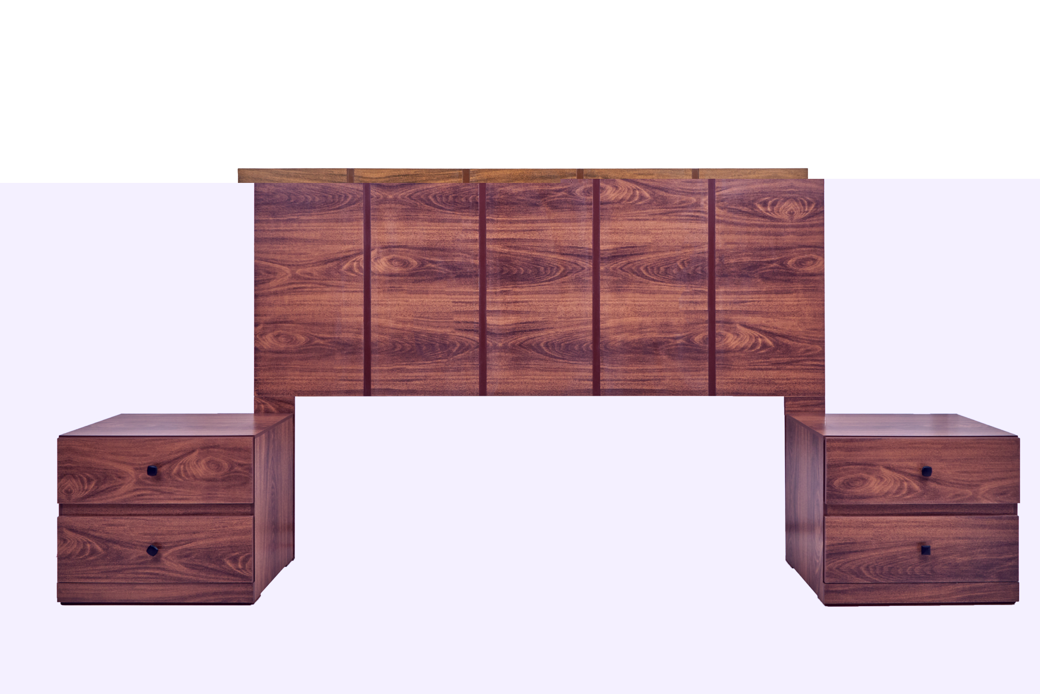 Cabecera King Size con 2 Burós de 2 Cajones Color Nogal - Madera MDF