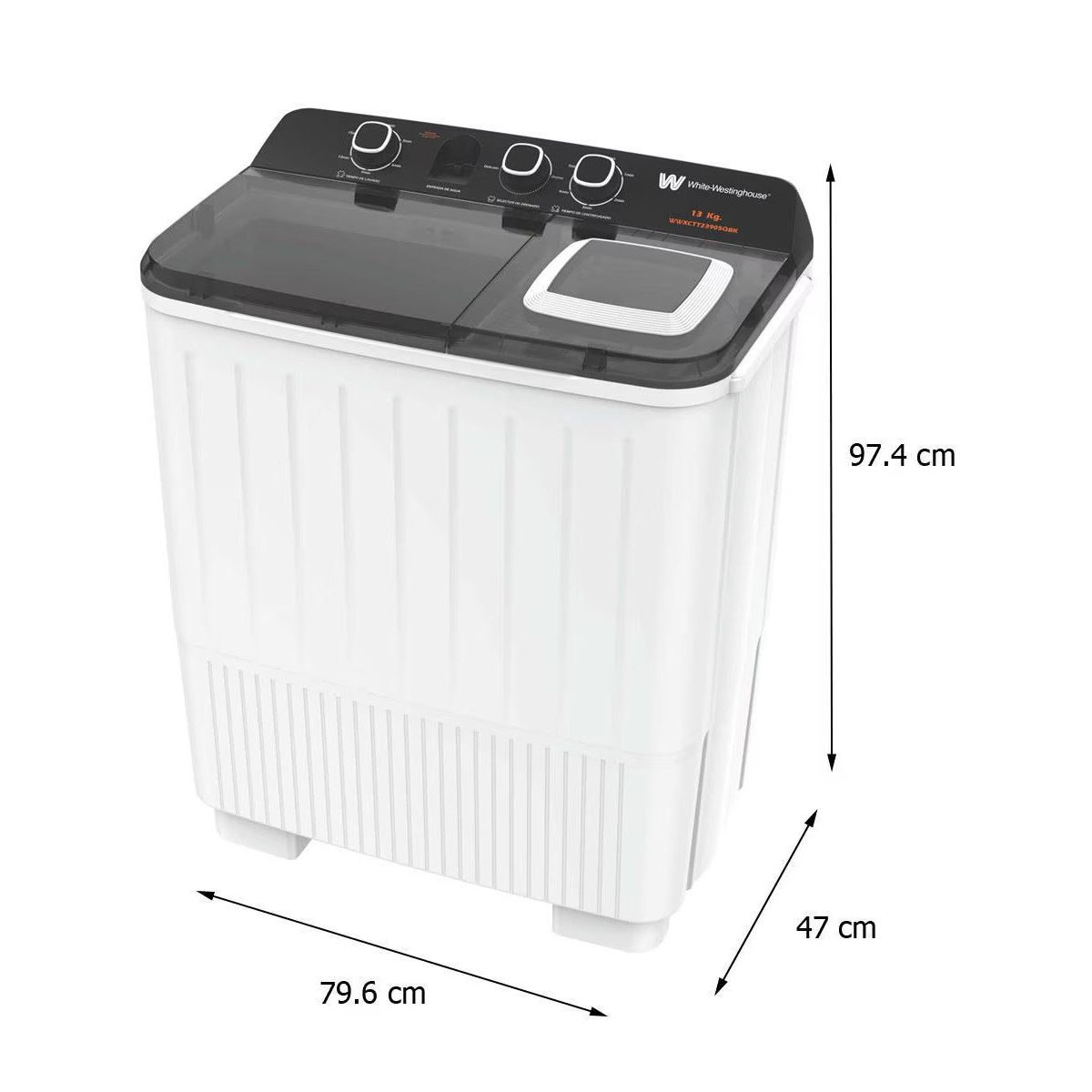 Lavadora Doble Tina White Westinghouse 13 Kilos Carga Superior Blanca WWXCTT23905QB