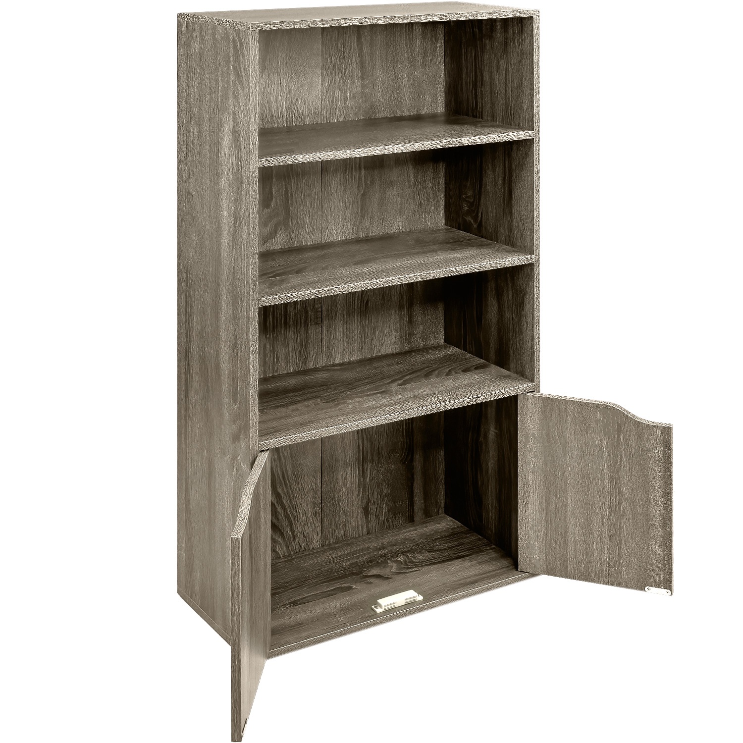 Estantería Gris 3 Niveles 2 Puertas Almacenamiento