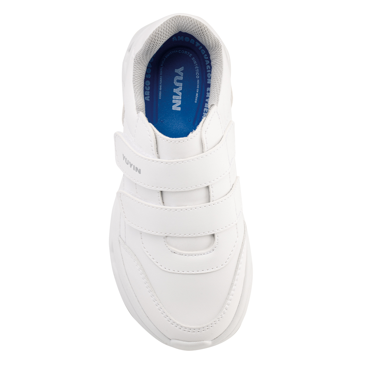 Yuyin tenis escolar blanco para niño con doble velcro y suela antiderrapante  18-21