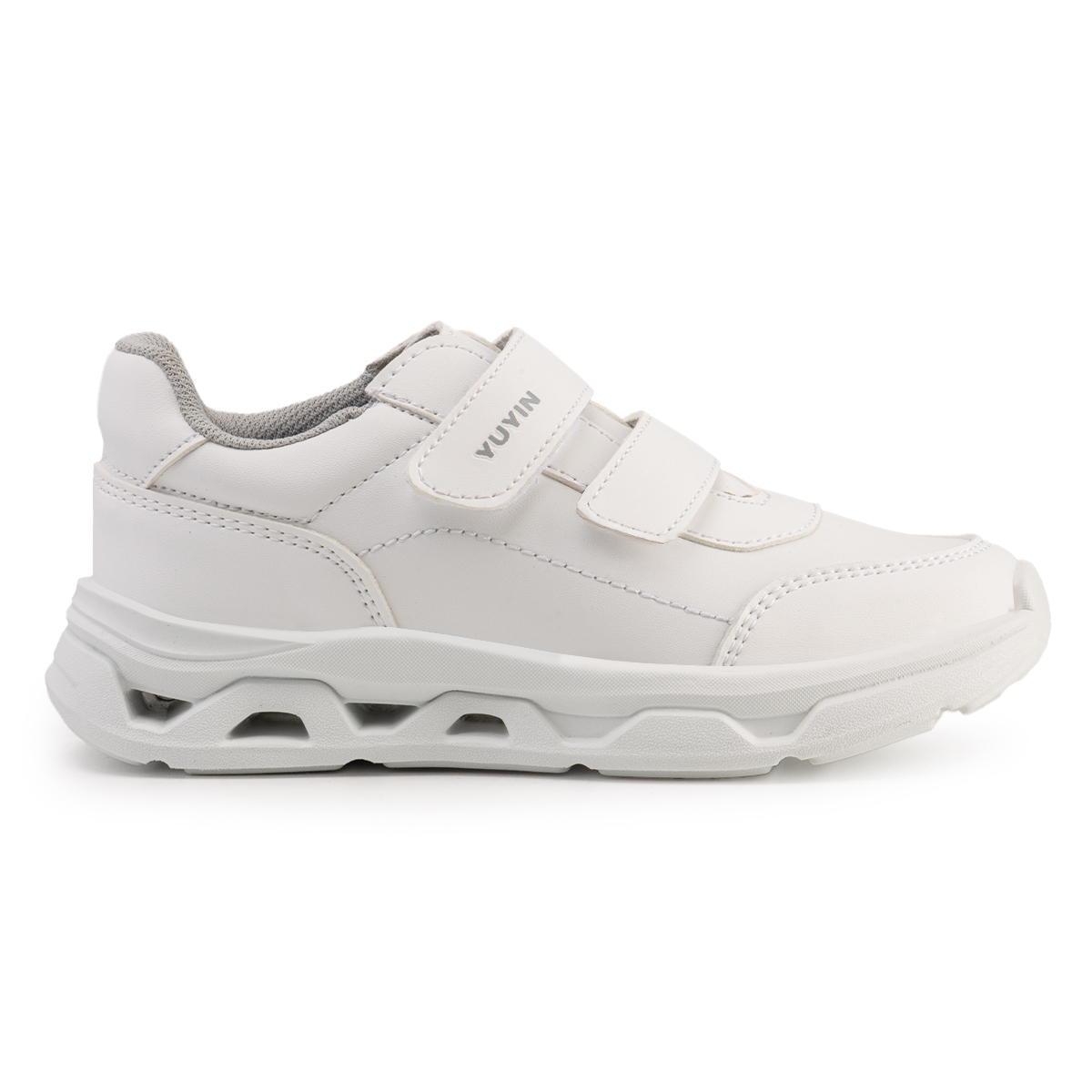 Yuyin tenis escolar blanco para niño con doble velcro y suela antiderrapante  18-21