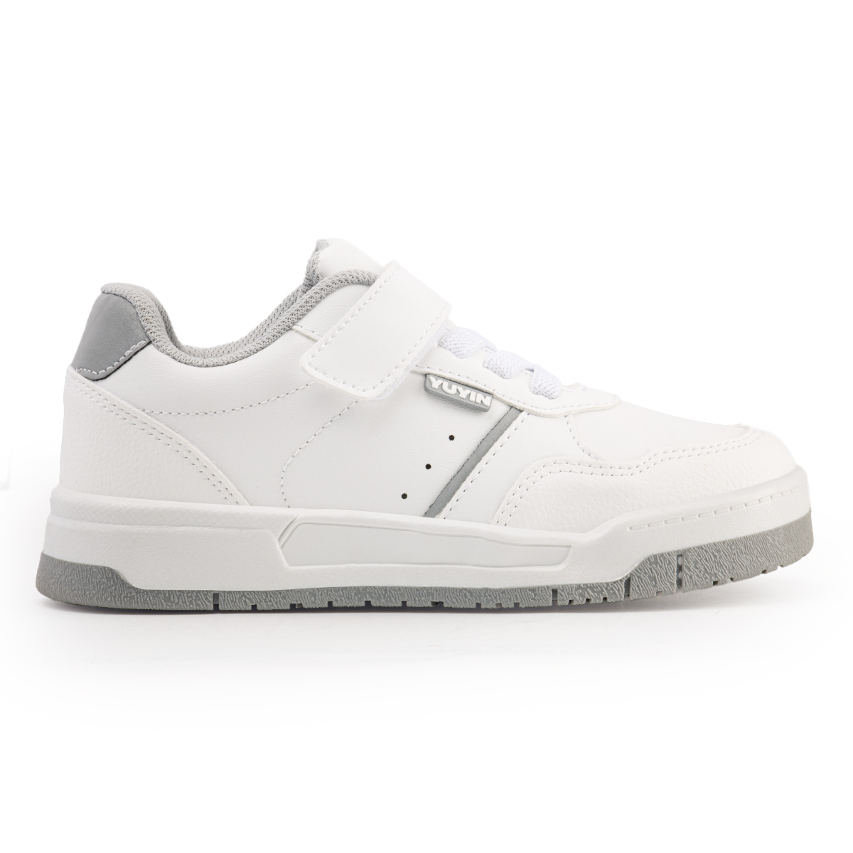 Yuyin tenis escolares blancos para niño 25352 con velcro y suela ligera   18-21
