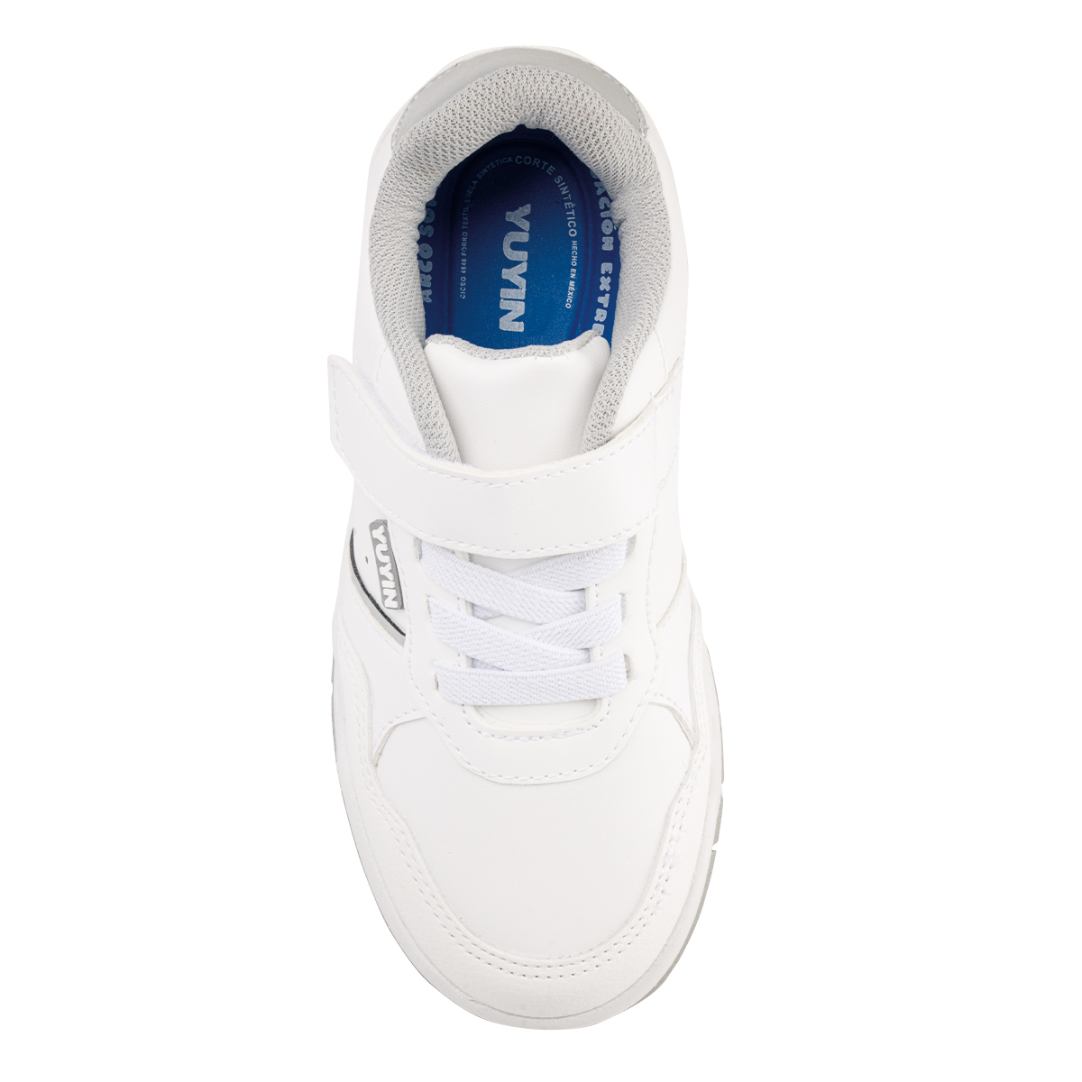 Yuyin tenis escolares blancos para niño 25352 con velcro y suela ligera   18-21
