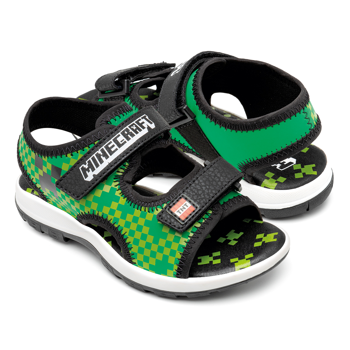 Yuyin sandalia Minecraft para niño MI3110 con diseño Creeper en verde pixelado  18-23