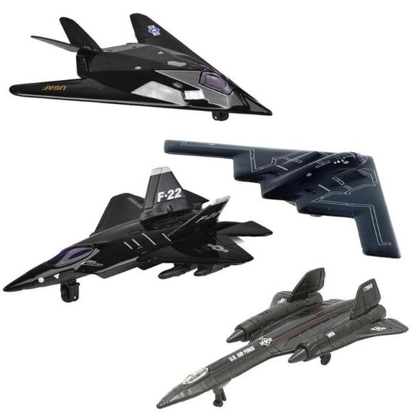 Stealth B2 Spirit SR71 Black Bird MXGBS-001 1Kit F22 Raptor B-2 Spirit SR-71 Blackbird F-117 Nighthawk Metal Set de 4 Piezas, StealthPack