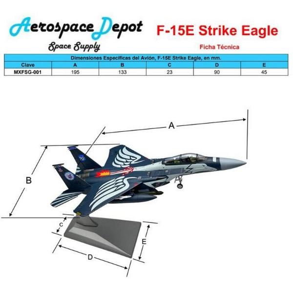 Avión F15 MXFSG-001 F-15E Strike Eagle 1100 19,5x13,3x5,5cm MetalPlástico Base Plástico AzulBlanco, F-15E Strike Eagle