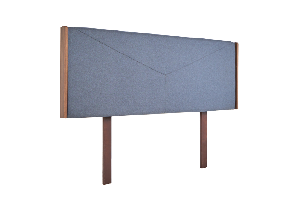 Cabecera King Size Color Nogal y Gris - Madera MDF y Melamina Tapizada