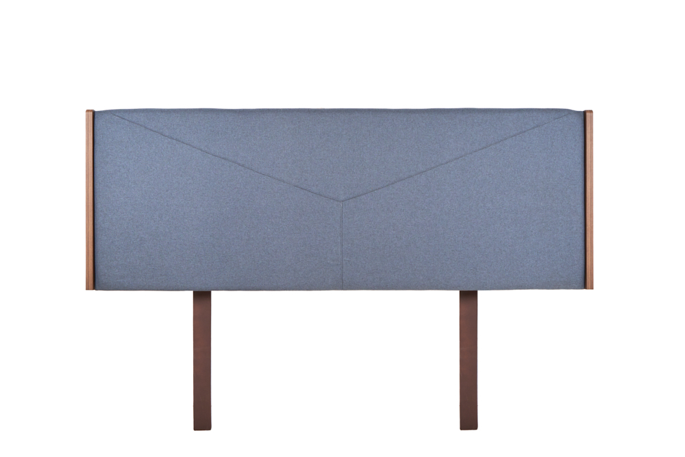 Cabecera King Size Color Nogal y Gris - Madera MDF y Melamina Tapizada