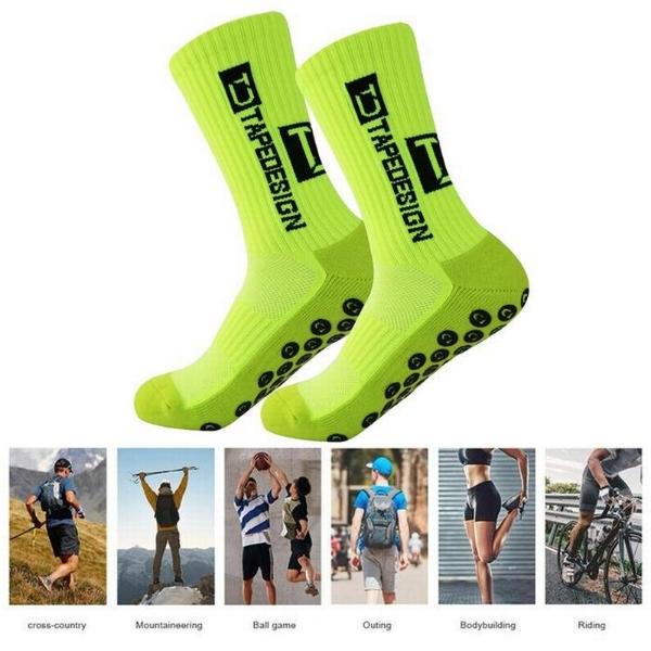 Calcetas deportivas antideslizantes MXNCE-001 1Par Verde Fluorescente 6-12,5US TapeDesign Calcetines Tubo Medio Algodón, SpotFluorescent