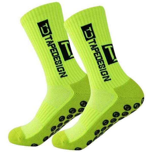 Calcetas deportivas antideslizantes MXNCE-001 1Par Verde Fluorescente 6-12,5US TapeDesign Calcetines Tubo Medio Algodón, SpotFluorescent