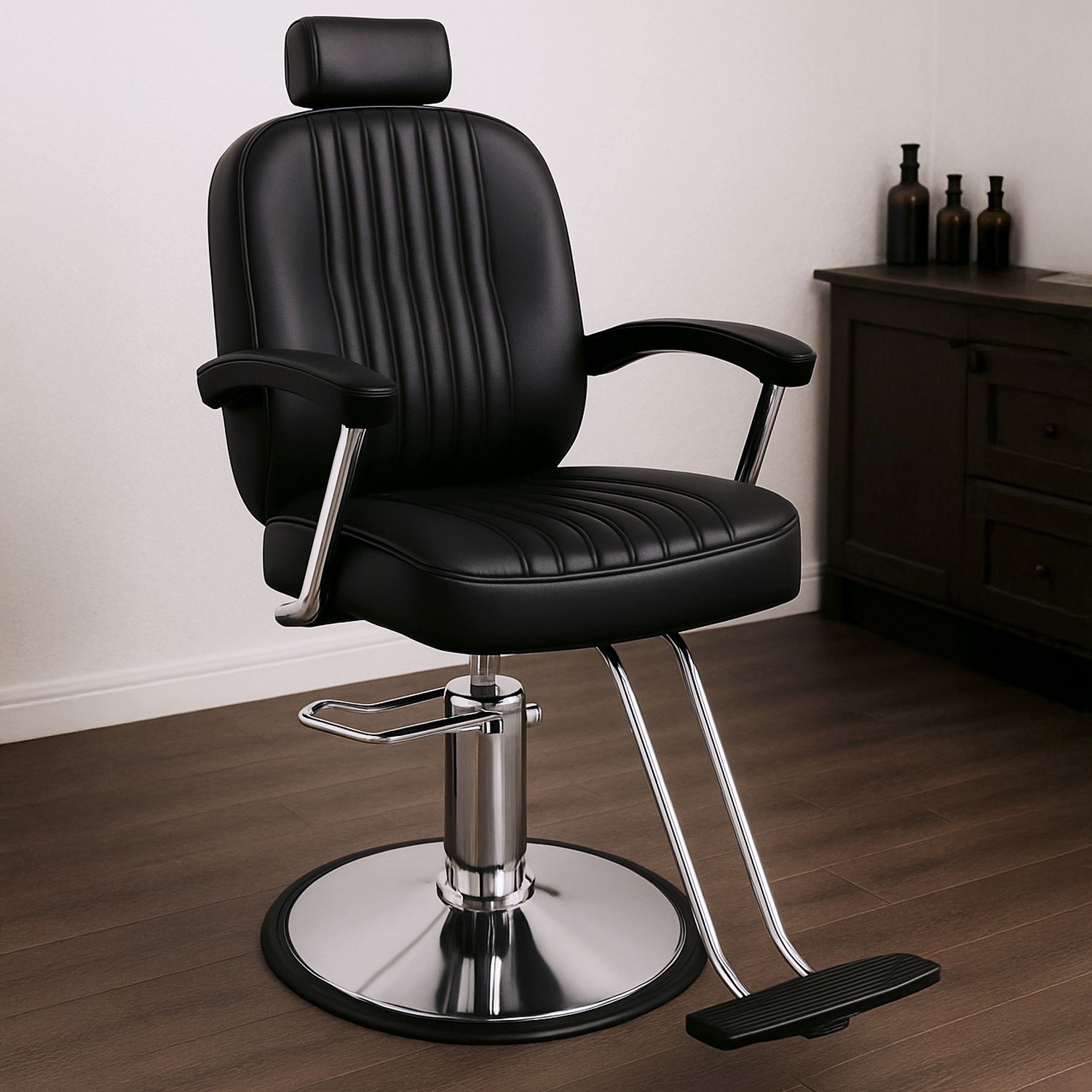 Sillon Silla Barberia Estetica Clasica 360° Moderna Negro Nanofort