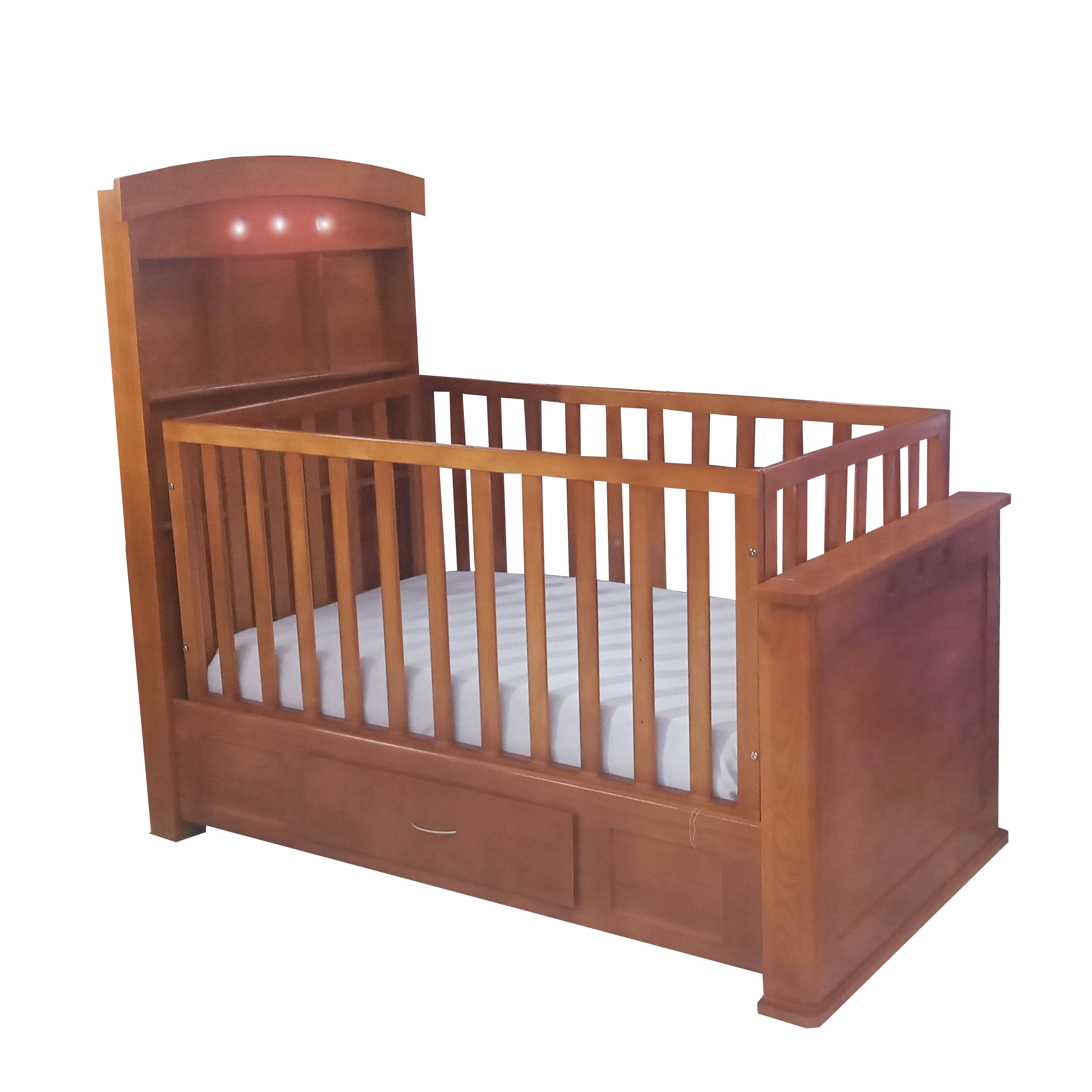 Cuna Cama De Madera Junior con Luz Magnolia y Cajon