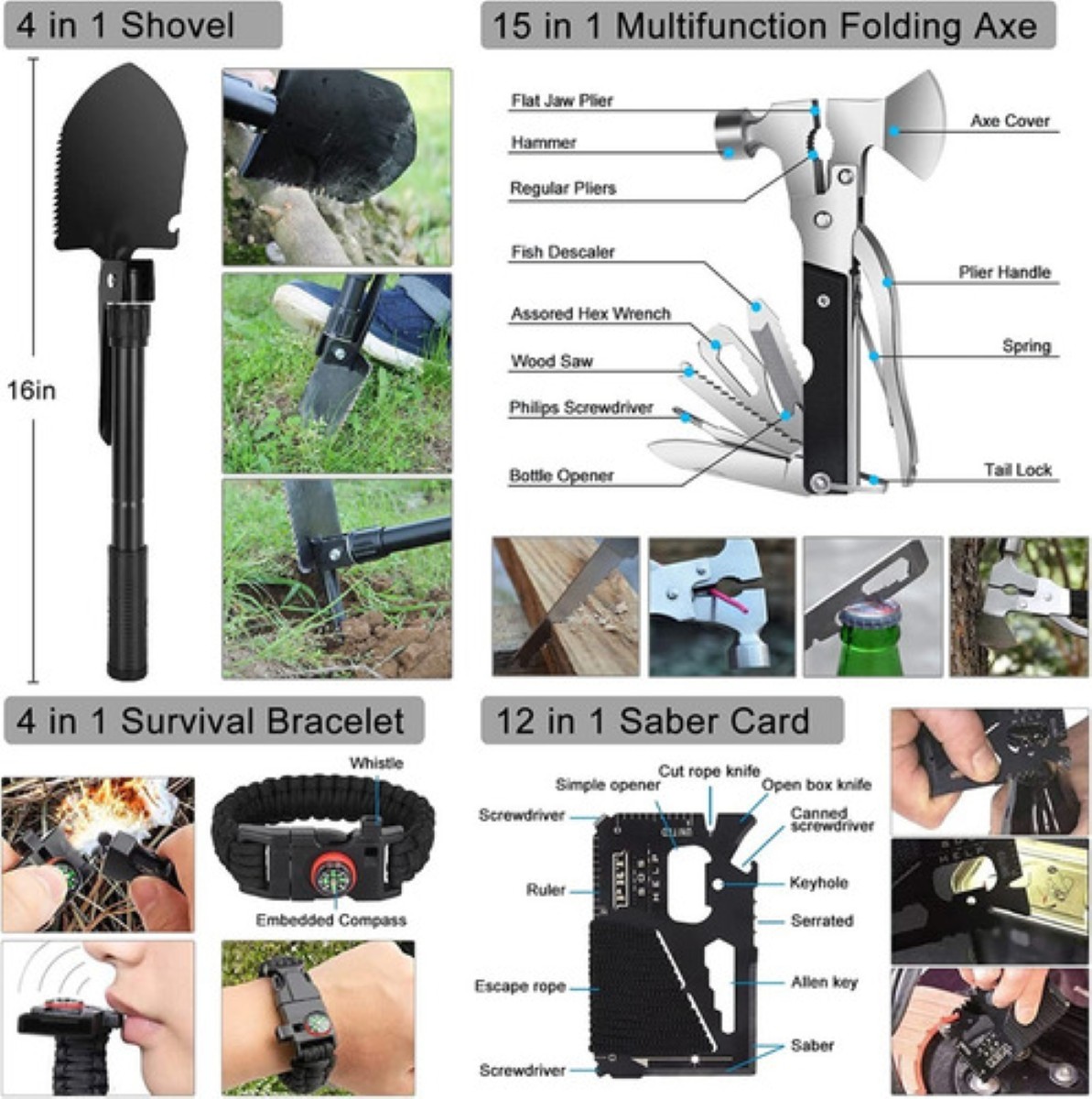 323pzs Kit De Supervivencia Emergencia Portátil Para Camping 