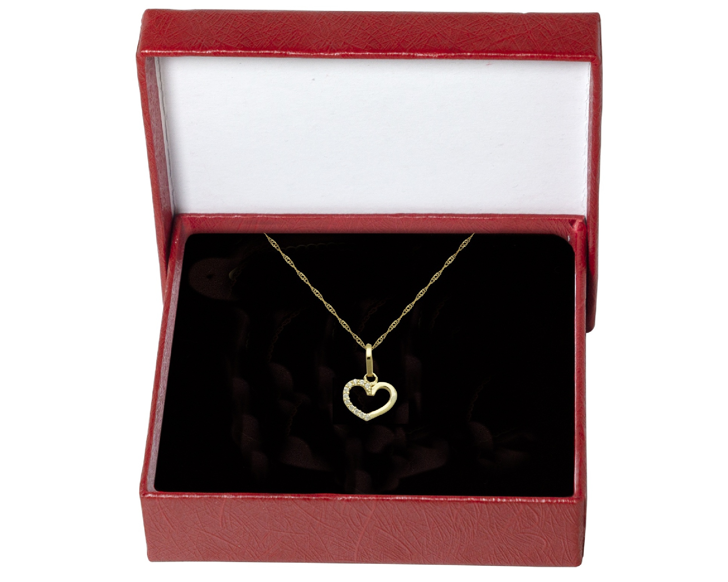 Collar Gargantilla Oro 14K Horoz Corazón con Circonias 45cm V12 S1040