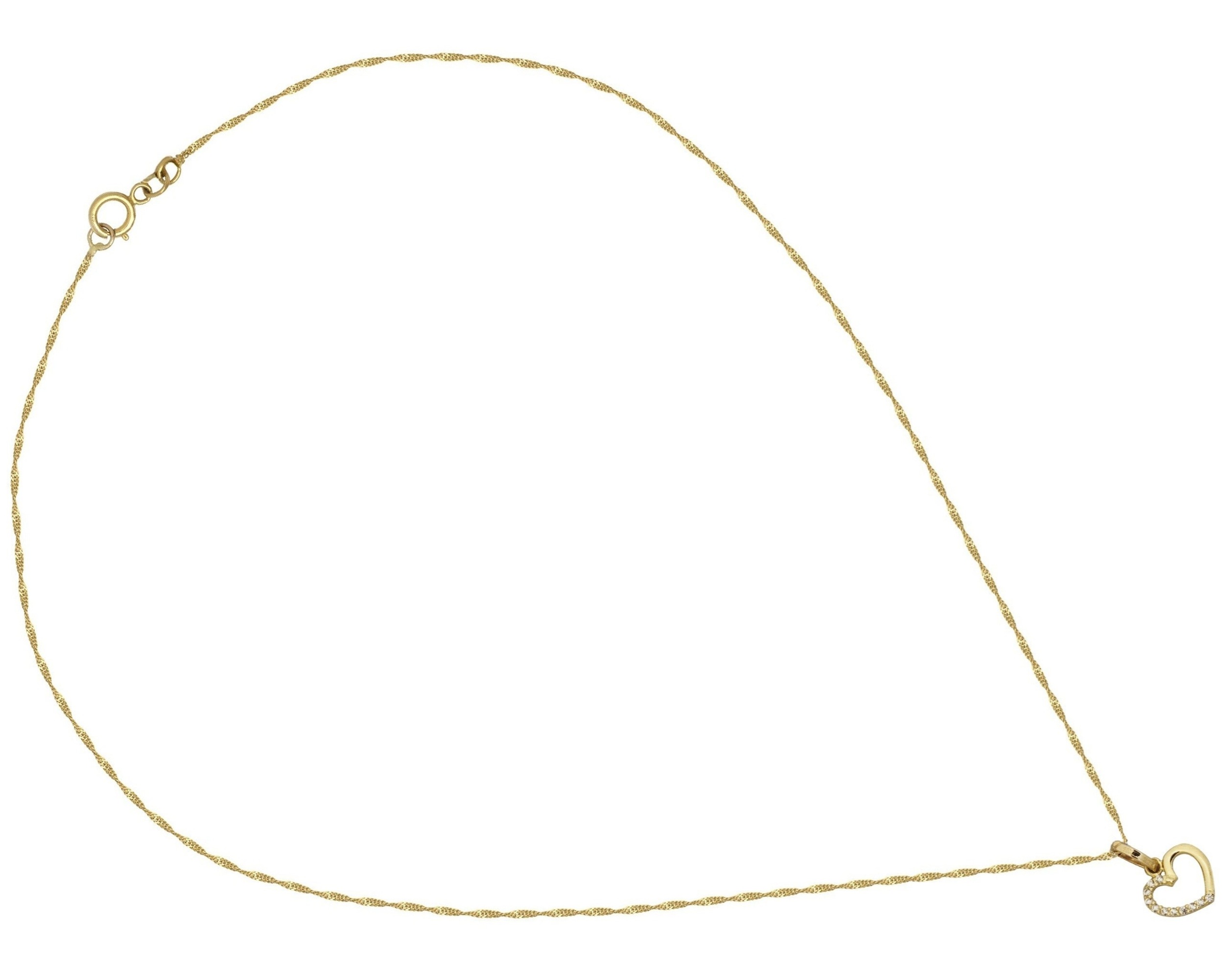 Collar Gargantilla Oro 14K Horoz Corazón con Circonias 45cm V12 S1040