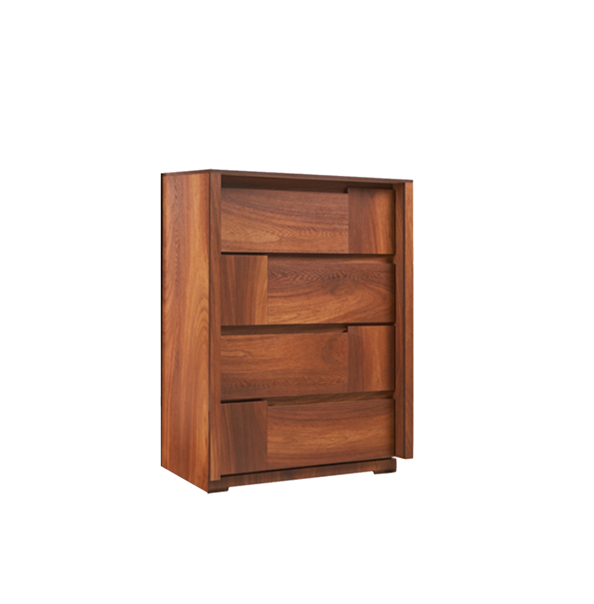Cómoda Cajonera de 4 Cajones Color Nogal - Madera MDF y Melamina