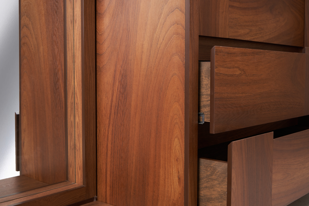 Espejo de Cuerpo Completo / de Pie Color Nogal - Madera MDF y Melamina