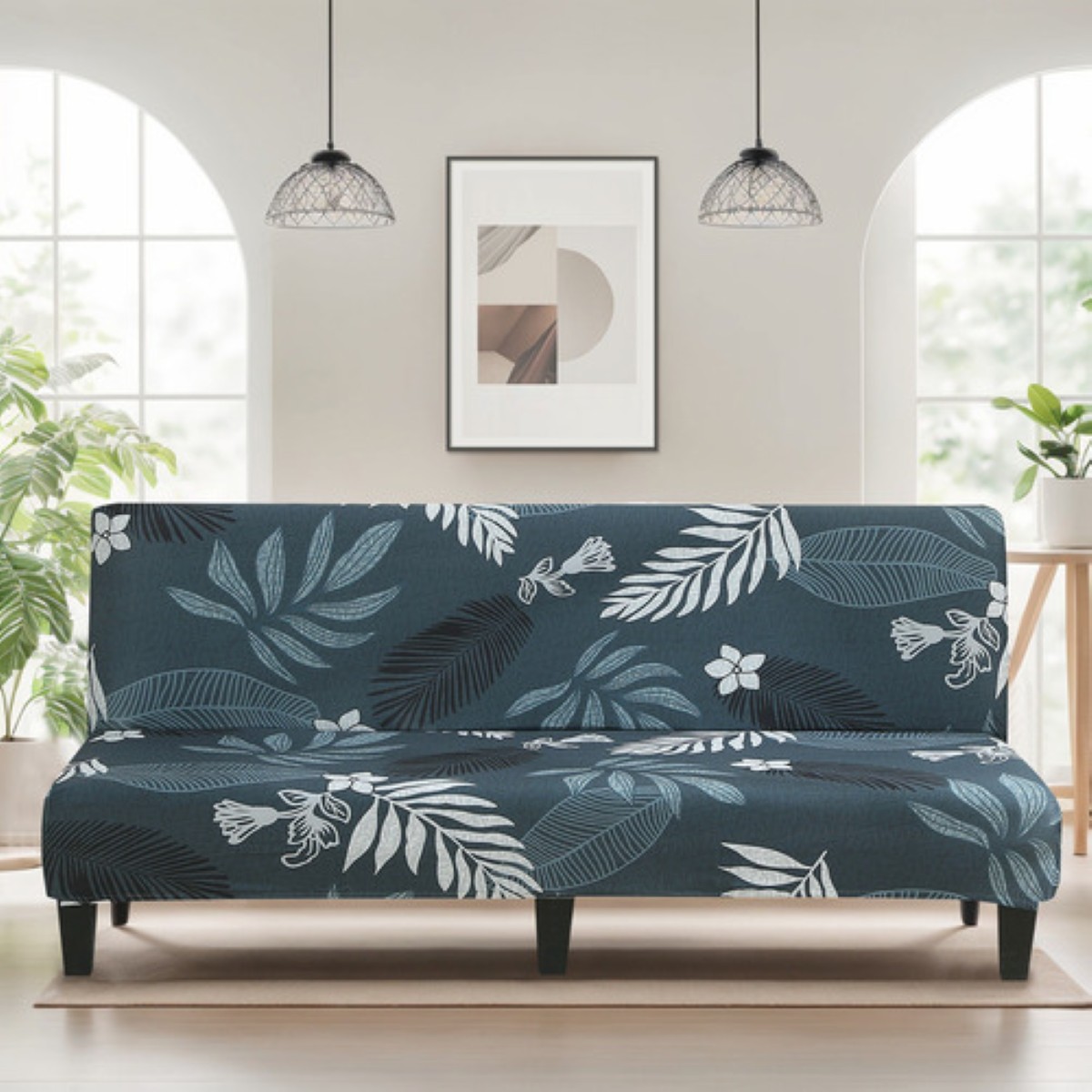 Funda De Futón Elástica Para Sofá Cama Sin Brazos Gris