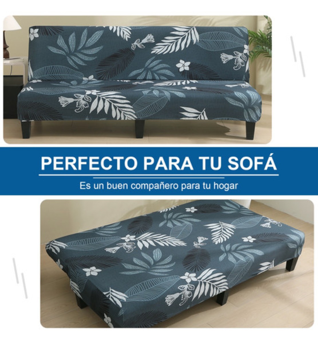 Funda De Futón Elástica Para Sofá Cama Sin Brazos Gris