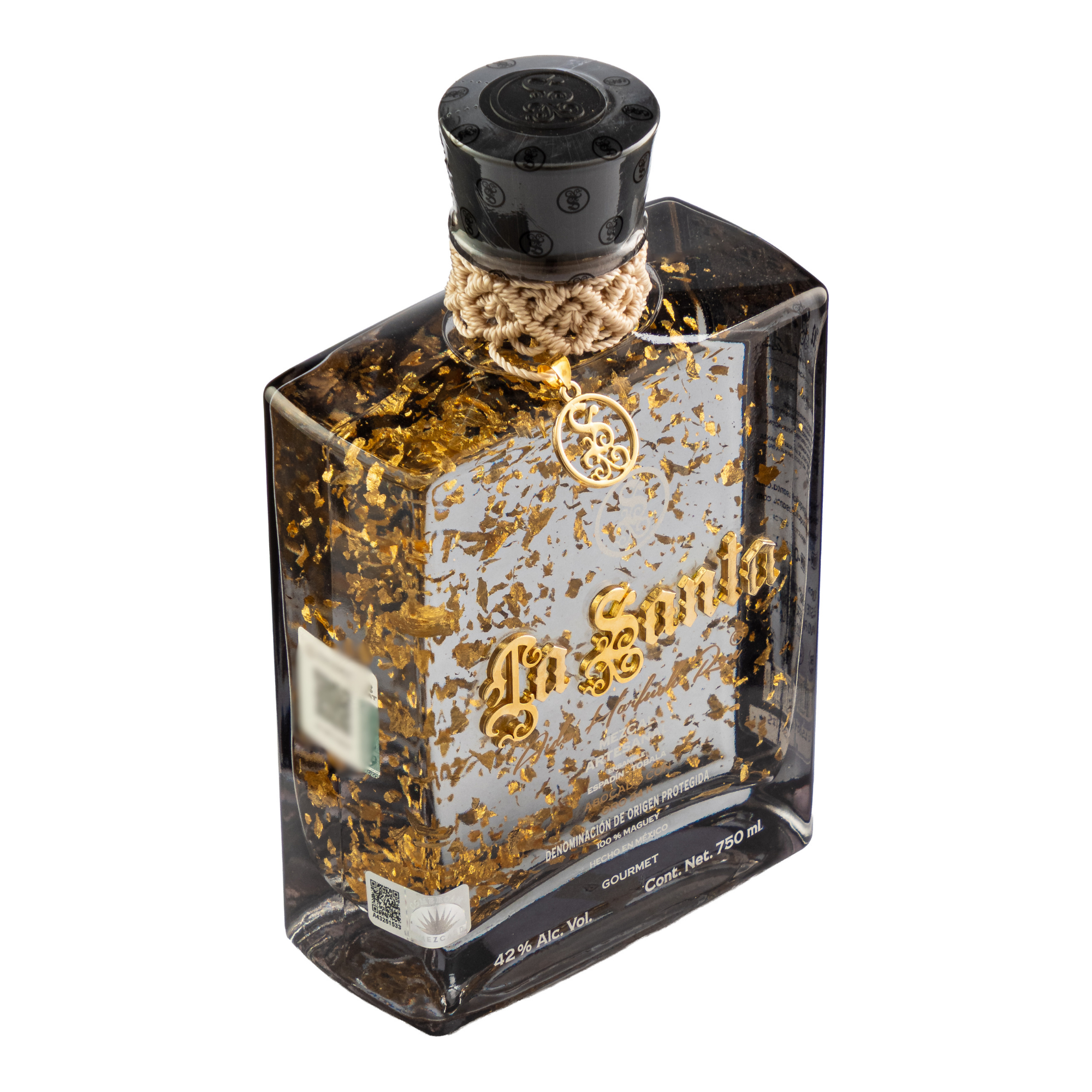 Mezcal Artesanal La Santa Abocado Con Oro 24K 750 Ml