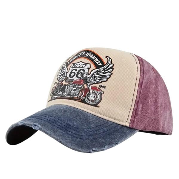 Knite gorra motociclista Route 66 estilo lavado vintage para hombre