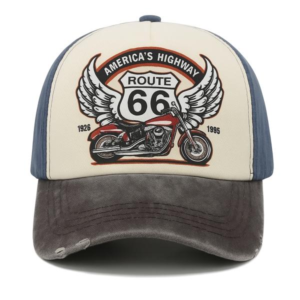 Knite gorra motociclista Route 66 estilo lavado vintage para hombre