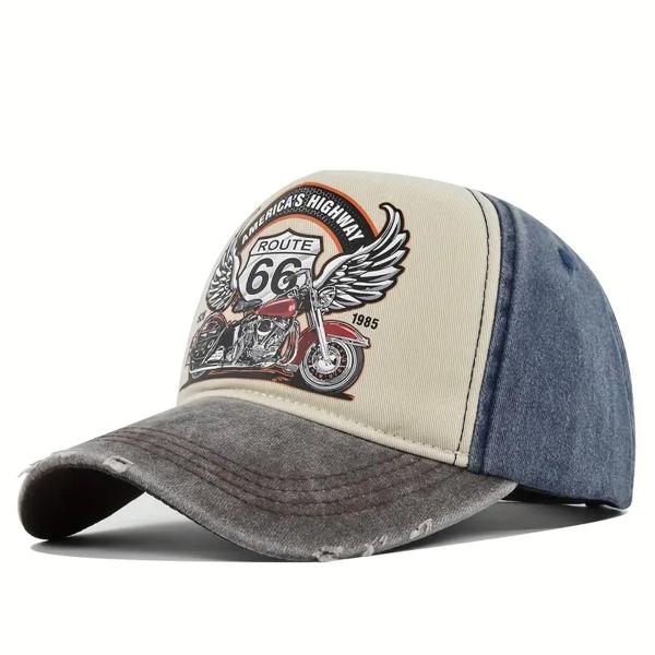 Knite gorra motociclista Route 66 estilo lavado vintage para hombre