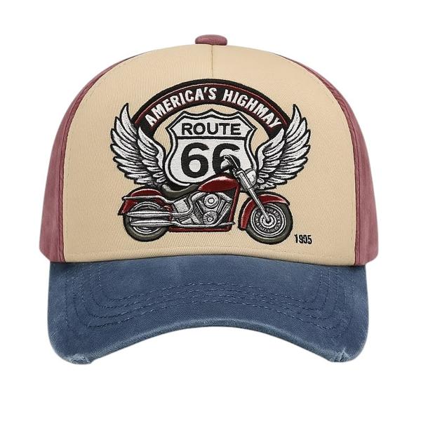Knite gorra motociclista Route 66 estilo lavado vintage para hombre