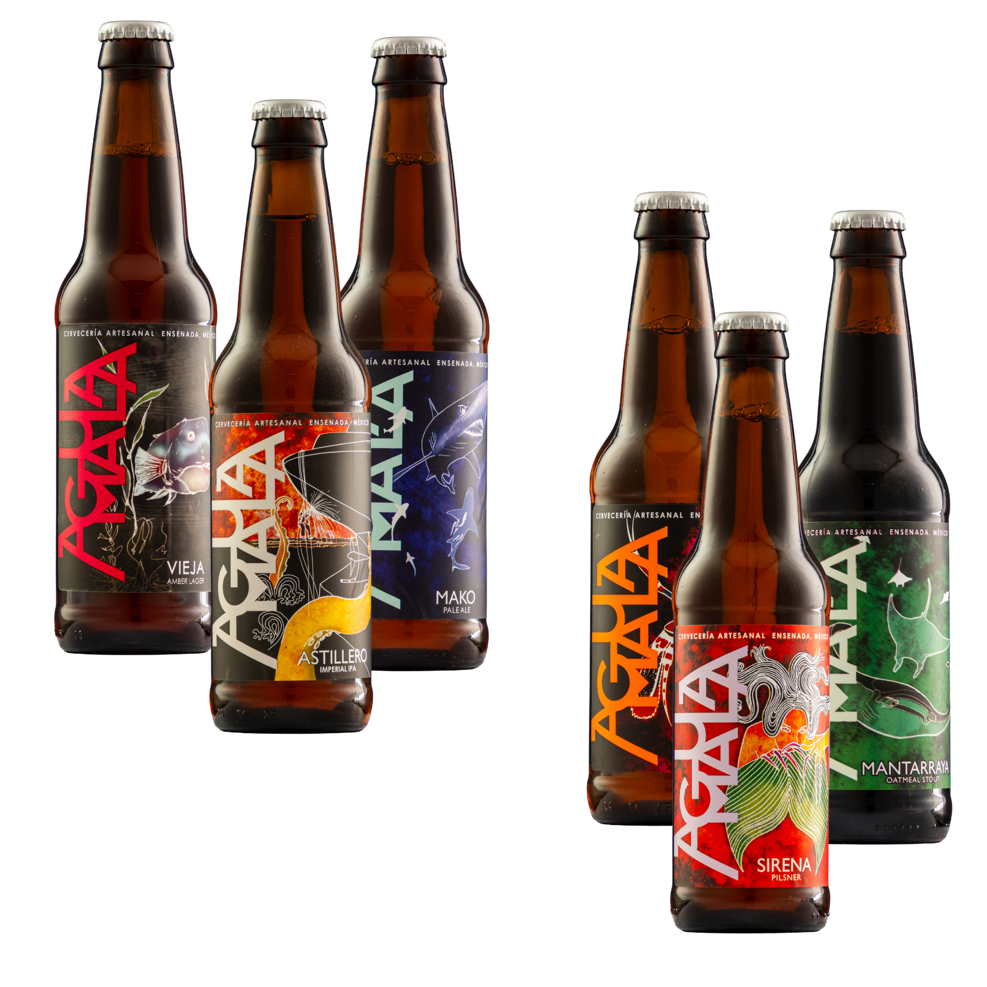 Six Pack Cerveza Agua Mala Mix 355 Ml