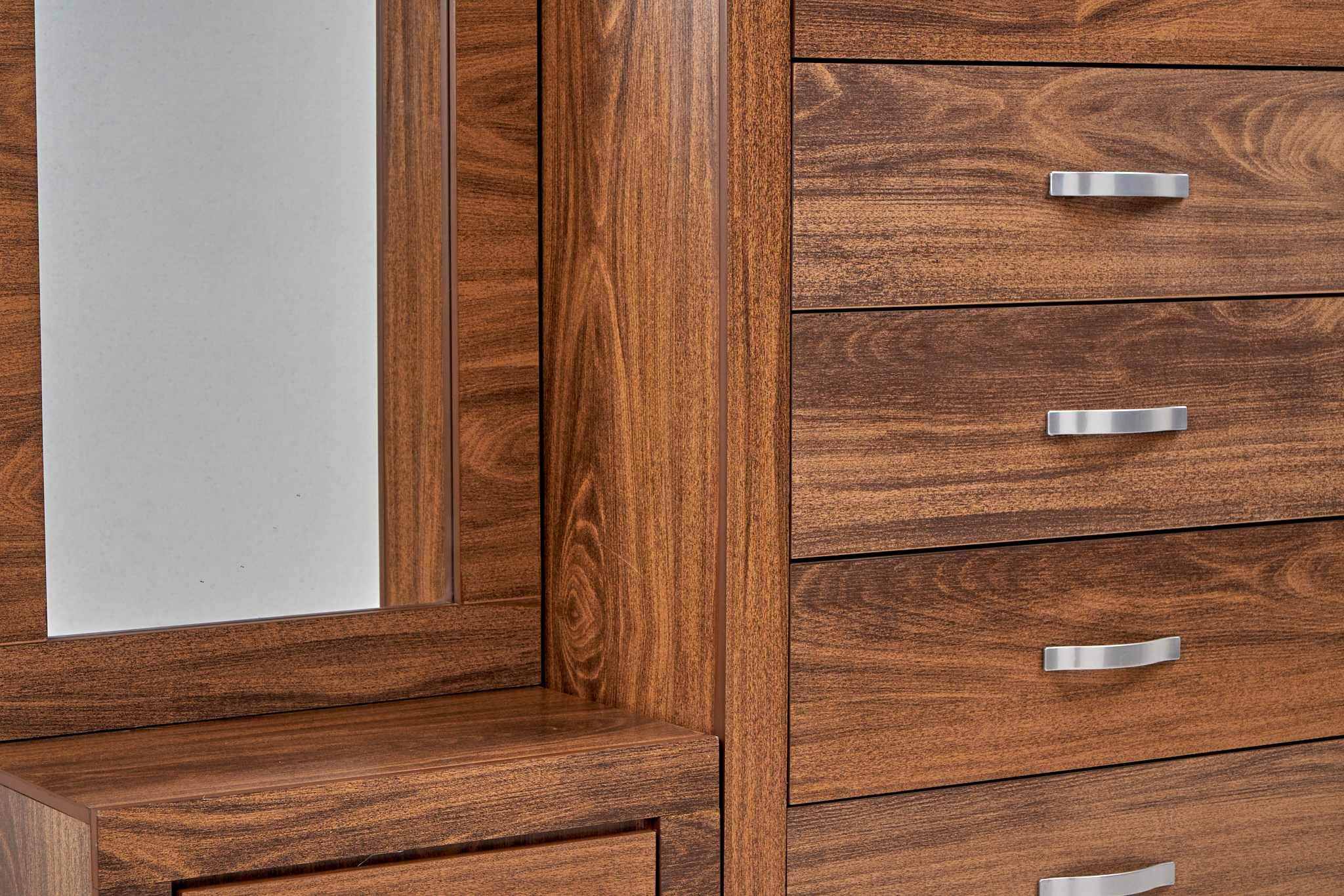 Espejo de Cuerpo Completo / de Pie con 1 Cajón Color Nogal - Madera MDF